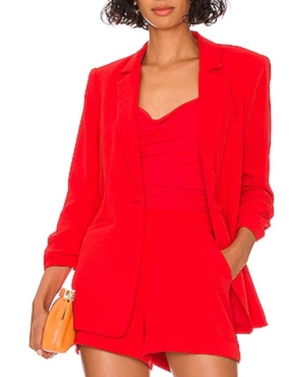 Cinq a Sept Khloe Crepe 3/4 Sleeve Blazer Jacket Chili Pepper Red Size 6